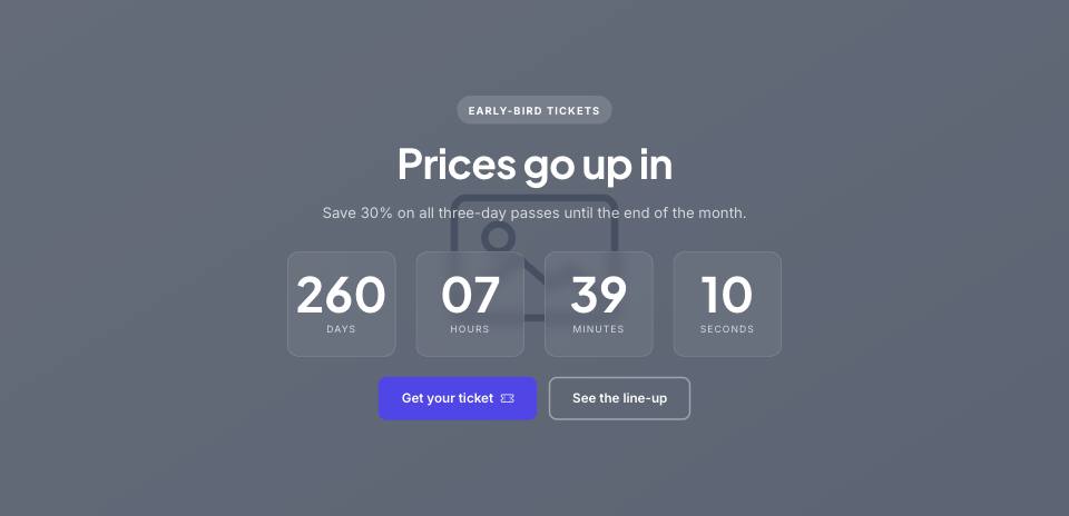 Example of the countdown section