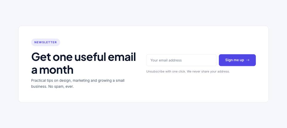 Example of the newsletter section