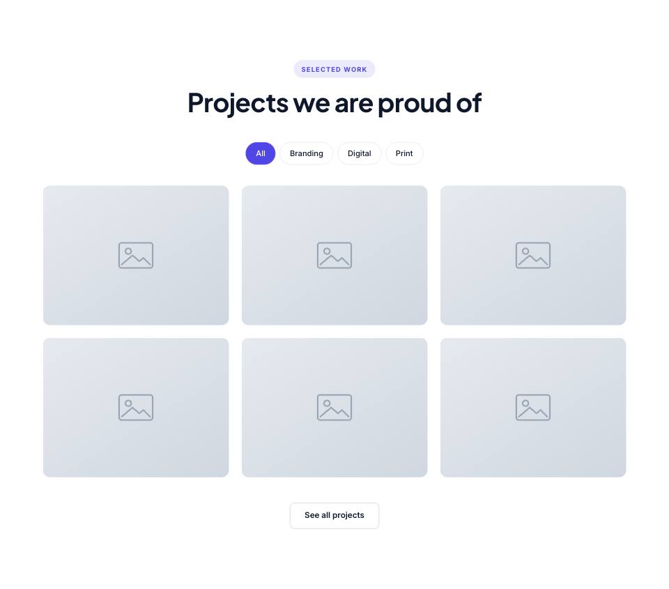 Example of the portfolio section
