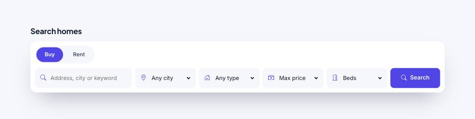 Example of the search section