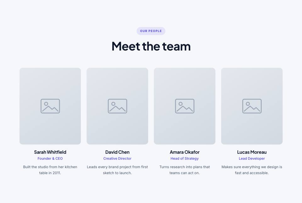 Example of the team section